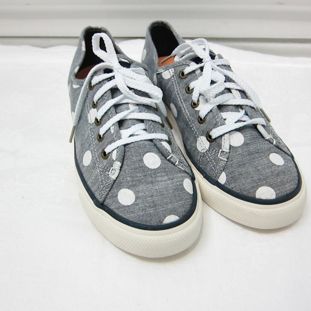 Sperry Topsider Canvas Gray/White Polka Dot